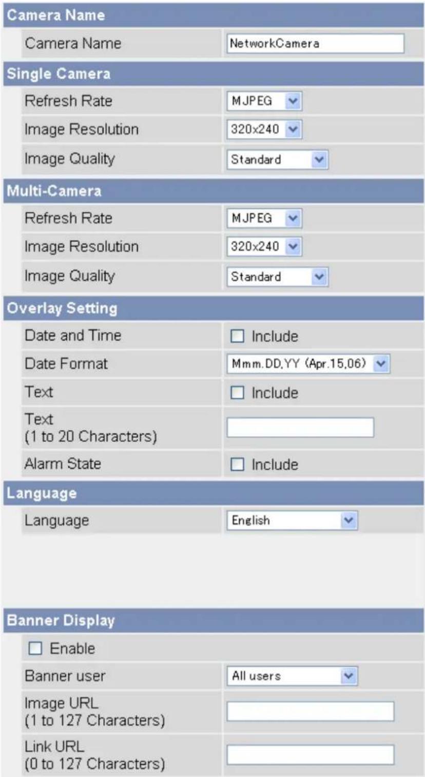 PANASONIC BL-C131A - Changing Image Display Settings - 1