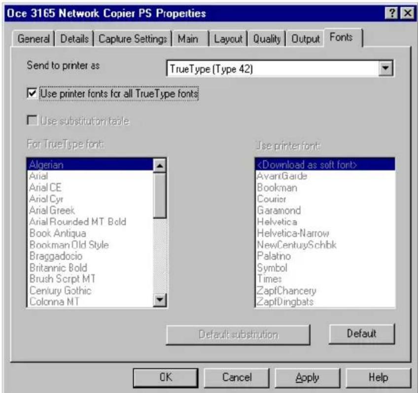 Océ 3165 - ▼ Customizing font setting in the PS printer driver - 1