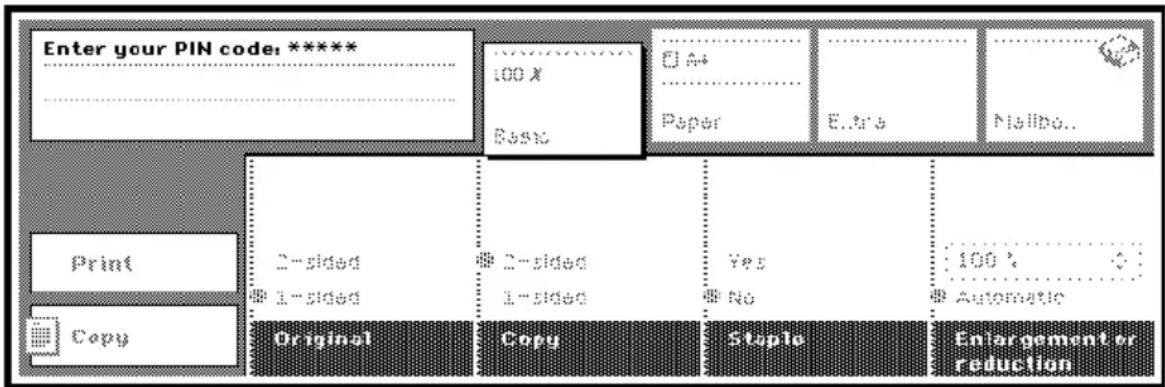 Océ 3165 - Copying and printing using a PIN code - 1