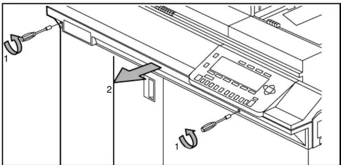 Océ 3165 - ▼ Removing the NiCad battery underneath the operating panel - 1