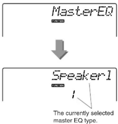YAMAHA PSR-E403 - Press the CATEGORY [1] and [ ] buttons as many times as necessary to select the master EQ type function "MasterEQ". - 2