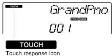 YAMAHA PSR-E403 - Press the [TOUCH ON/OFF] button to turn touch response on. - 2