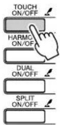 YAMAHA PSR-E403 - Press the [TOUCH ON/OFF] button to turn touch response on. - 1