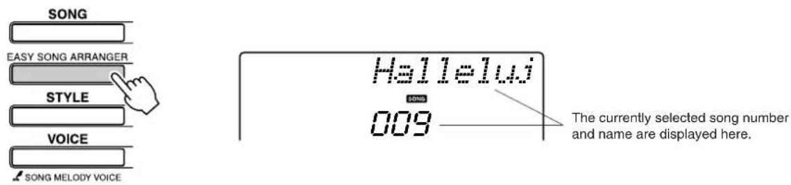 YAMAHA PSR-E403 - Press the [EASY SONG ARRANGER] button. The song number and name will be displayed. You can - 1