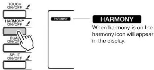 YAMAHA PSR-E403 - Press the [HARMONY ON/OFF] button to turn Harmony feature on. - 1