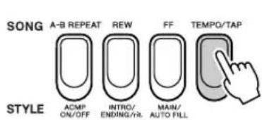 SONG A-B REPEAT REW FF TEMPO/TAP ACMP INTRO/ MAIN/ ON/OFF ENDING/RL AUTO FILL AUTO TAP STYLE