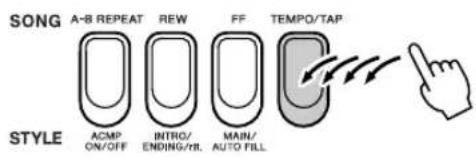 SONG A-B REPEAT REW FF TEMPO/TAP STYLE ACMP INTRO/ MAIN/ ON/OFF ENDING/RR AUTO FILL AUTO FILL → ↑
