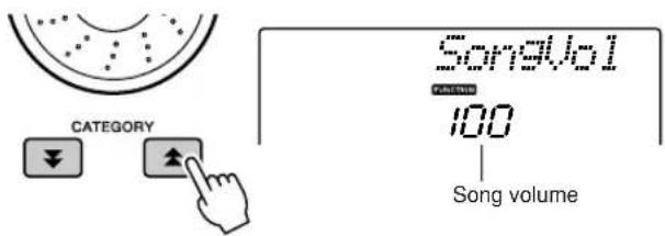 YAMAHA PSR-E413 - Use the CATEGORY [▲] and [▼] buttons to select the Song Volume item. - 1