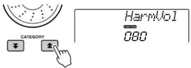 YAMAHA PSR-E413 - Use the CATEGORY [4] and [ ] buttons to select the Harmony Volume item. - 1