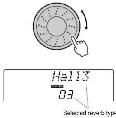 YAMAHA PSR-E413 - Use the dial to select a reverb type. - 1