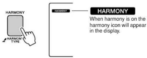 YAMAHA PSR-E413 - Press the [HARMONY] button to turn Harmony feature on. - 1