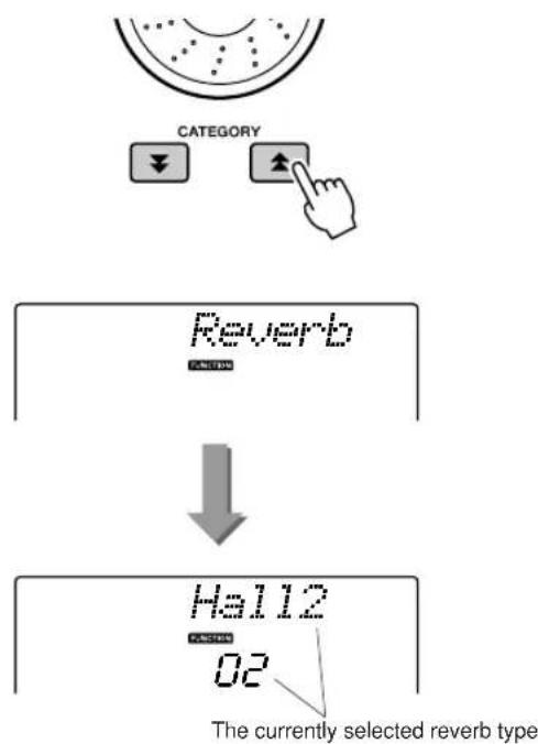 YAMAHA PSR-E413 - Use the CATEGORY [A] and [ ] buttons to select the Reverb Type item. - 1