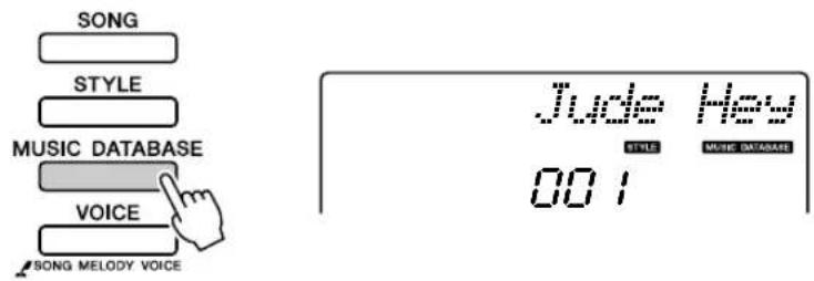 YAMAHA PSR-E413 - Press the [MUSIC DATABASE] button. - 1