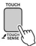 YAMAHA PSR-E413 - Press and hold the [TOUCH] button for longer than a second so that the Touch Sensitivity item appears. - 1