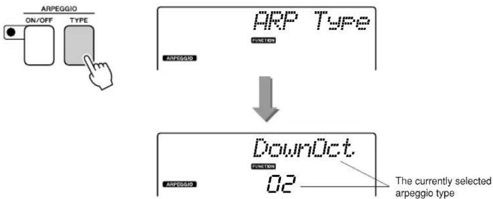 YAMAHA PSR-E413 - Select an arpeggio type. - 1
