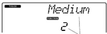 YAMAHA PSR-E413 - Press and hold the [TOUCH] button for longer than a second so that the Touch Sensitivity item appears. - 4