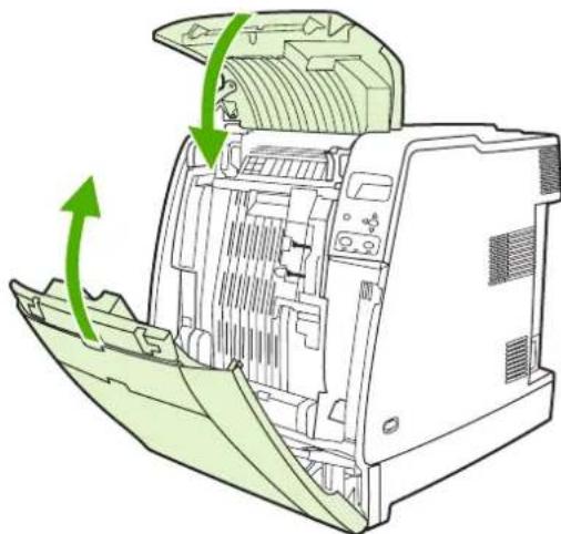 HP Color LaserJet 4700dn - Clearing a jam in the top cover area - 8