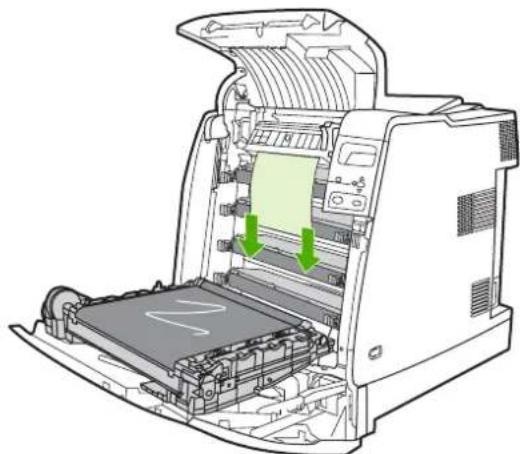 HP Color LaserJet 4700dn - Clearing a jam in the top cover area - 6
