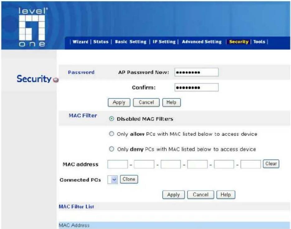LEVELONE WAP-3000 - Security - 1