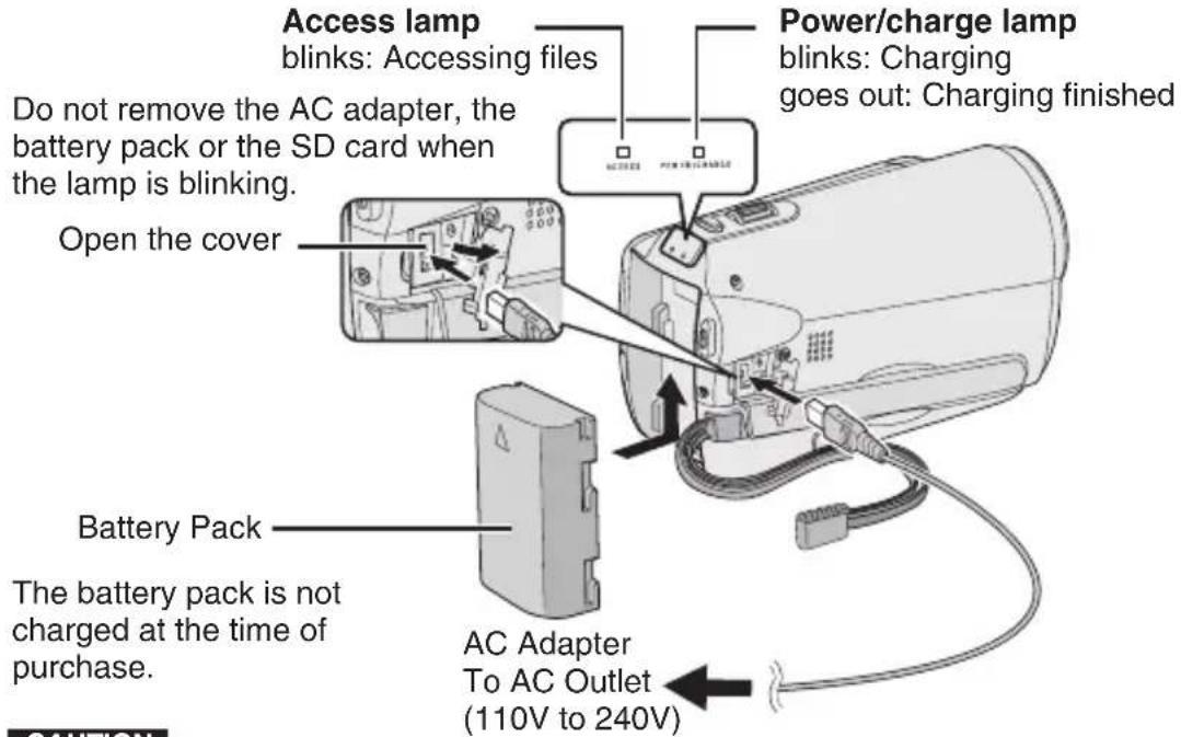 JVC Everio GZ-MS120AE - Charge the Battery Before Recording - 1