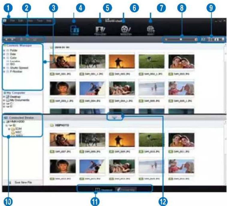 SAMSUNG HMX-H203BP - Étape 2. À propos de la fenêtre principale de l'application Intelli-Studio - 1