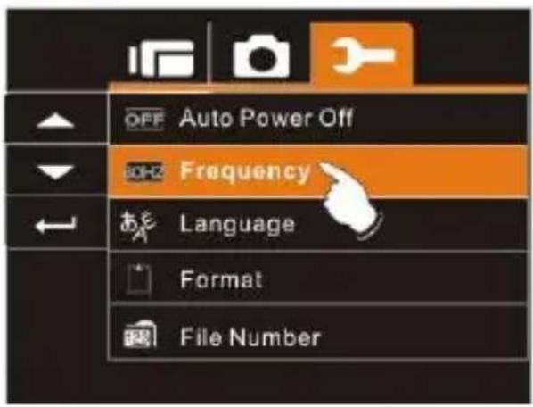 OFF Auto Power Off Frequency Language Format File Number