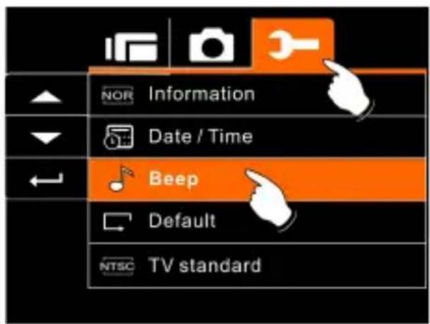 Information Date / Time Beep Default TV standard