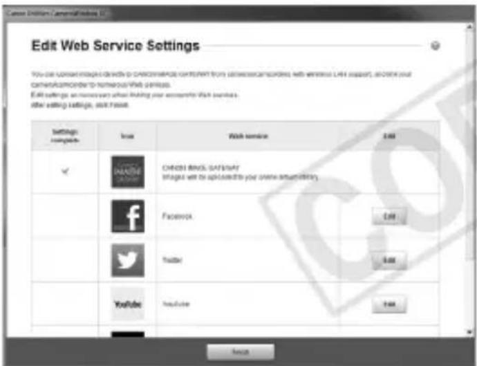 CANON Vixia HF R400 - Setting the Desired Web Services in the Camcorder - 4