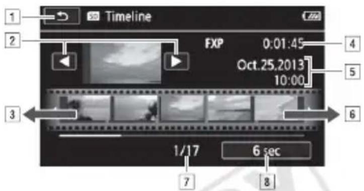 CANON Vixia HF R400 - Touch the desired frame in the timeline ruler to start playing back the scene from that point. - 1