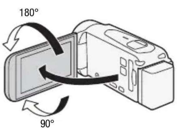 CANON Vixia HF R400 - Open the LCD panel 90 degrees. - 1