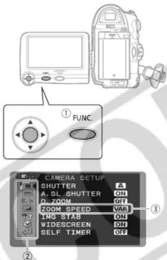 CANON ZR850 - Selecting a FUNC. Menu Option - 3
