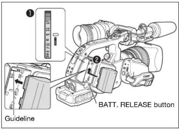 CANON XLH H1S - Attaching the Battery Pack - 1