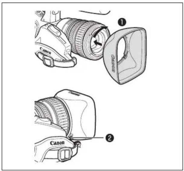 CANON XLH H1S - Attaching the Lens Hood - 1