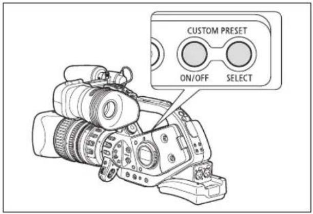 CANON XLH H1S - Press the CUSTOM PRESET SELECT button. - 1