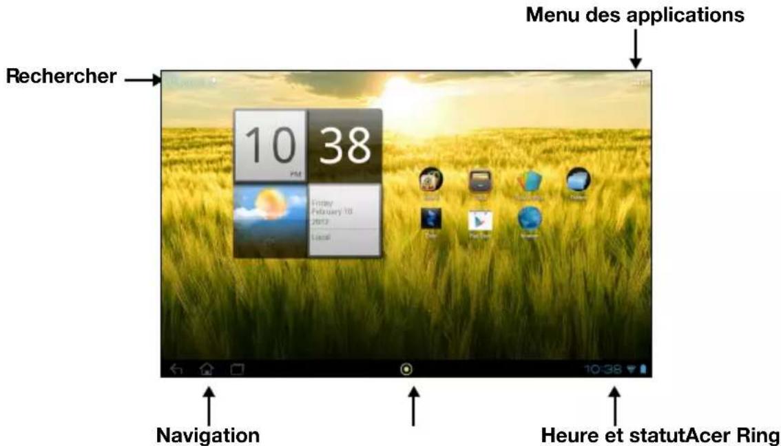 ACER Iconia Tab A211 - L'écran d'accueil - 1