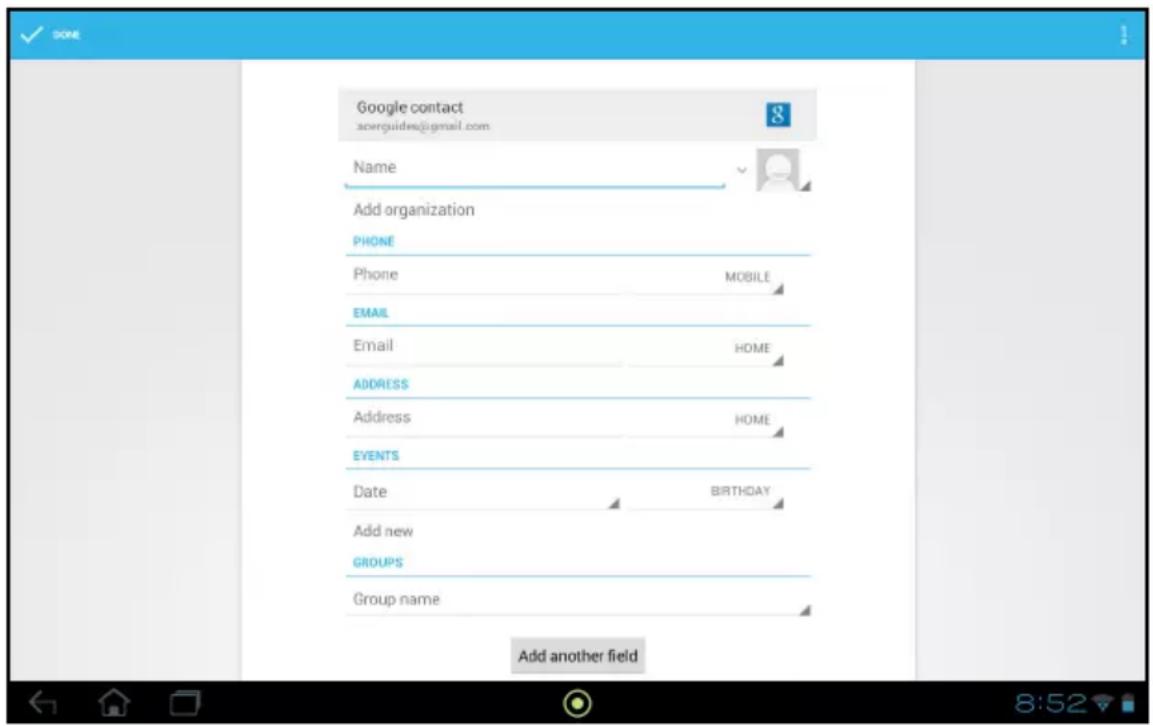 ACER Iconia Tab A211 - Modifier un contact - 1