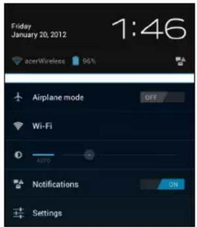 ACER Iconia Tab A211 - Zone de statut et de notification - 3