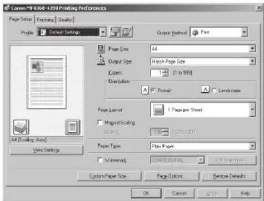 CANON imageClass MF4380dn - Display the [Page Setup] sheet. - 1