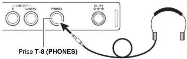 LINE OUT L/MONO PHONES DC 12V Prise T-8 (PHONES)