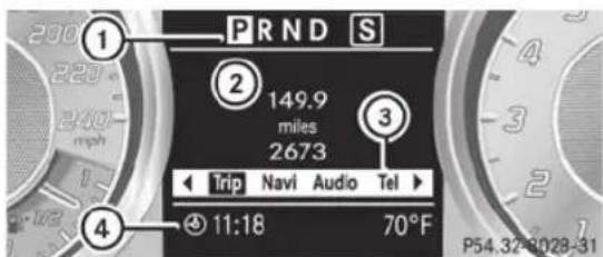 Mercedes-Benz SLS AMG Roadster (2014) - Multifunction display - 1
