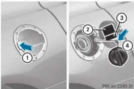 Mercedes-Benz SLS AMG Roadster (2014) - Fuel filler flap - 1