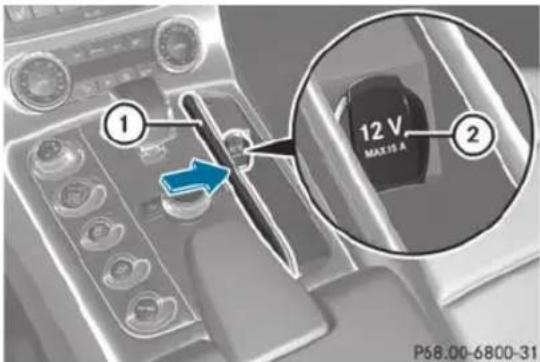 Mercedes-Benz SLS AMG Roadster (2014) - Socket on the center console - 1