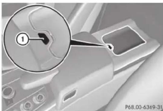 Mercedes-Benz SLS AMG Roadster (2014) - Stowage compartment in the rear center console - 1