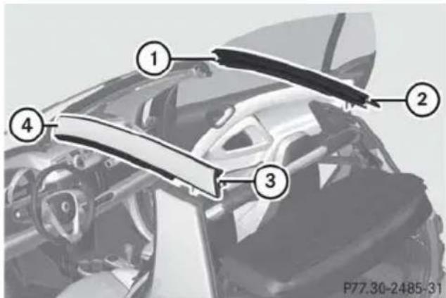 SMART Fortwo electric drive (2014) - Dépose des traverses de toit - 4