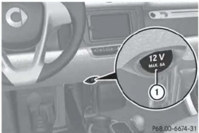 SMART Fortwo electric drive (2014) - Prise 12 V - 1