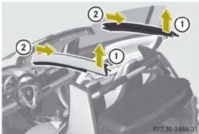 SMART Fortwo electric drive (2014) - Dépose des traverses de toit - 3