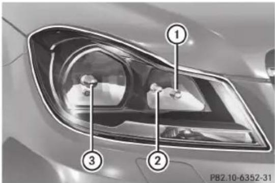 Mercedes-Benz C-Class Coupe (2012) - Aperçu: changement des ampoules/ types d'ampoule - 1