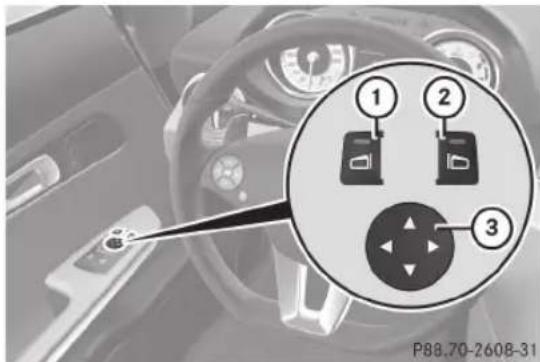 Mercedes-Benz SLS AMG Coupe (2012) - Réglage et mise en mémoire de la position de stationnement - 1