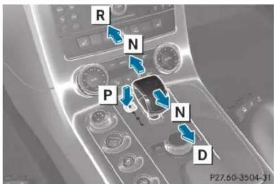 Mercedes-Benz SLS AMG Coupe (2012) - Aperçu des positions de la transmission - 1