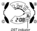 CASIO G-Shock GA-110C-7AER - To toggle a city code time between Standard Time and Daylight Saving Time - 1